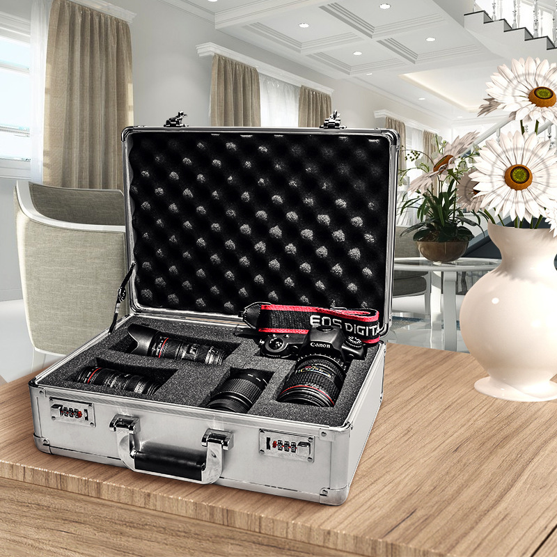 家用摄影器材储存箱单反相机镜头收纳箱防潮防震整理收藏箱密码锁