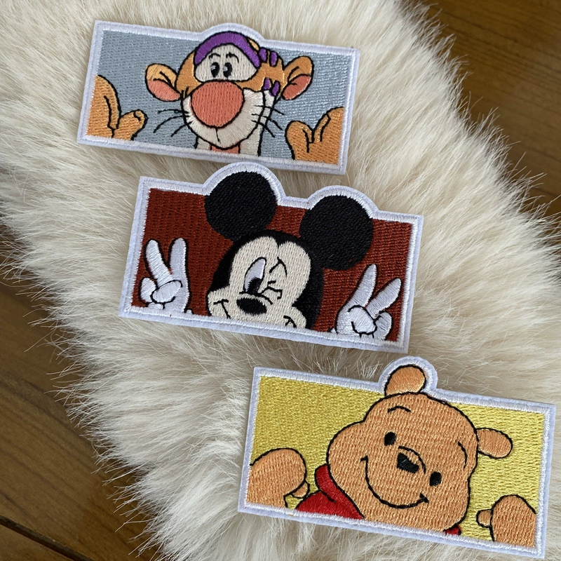 Самоклеящаяся мультяшная вышивка аниме животное медведь мышь Ткань наклейки одежда декоративные аппликации субсидии на ремонт отверстий DIY