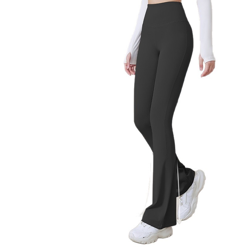Pantalones de yoga para mujer verano 2025 nuevo estilo exterior de gran tamaño traje de ropa de fitness de cintura alta con levantamiento de cadera pantalones acampanados deportivos para correr por la mañana