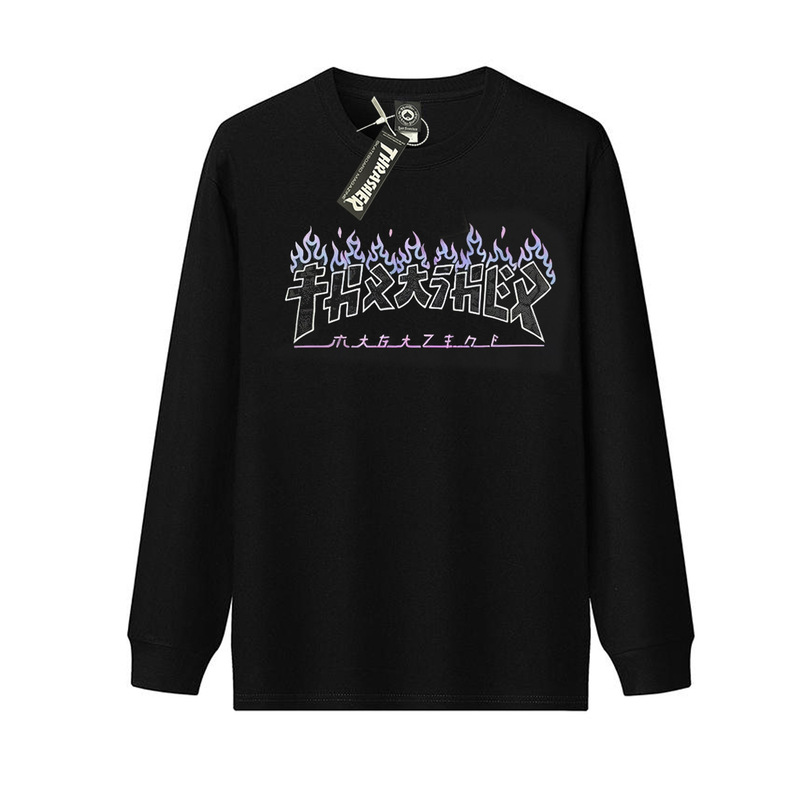 Thrasher Spring and Autumn American Edition Limited Edition Godzilla Flame Comfortable Long Sleeve T-Shirt Unisex Base Layer Top