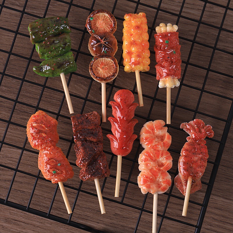 Creative realistic simulation of delicious barbecue skewers DIY resin accessories for dollhouse toy decorations Creative realistic simulation of delicious barbecue skewers DIY resin accessories for dollhouse toy decorations