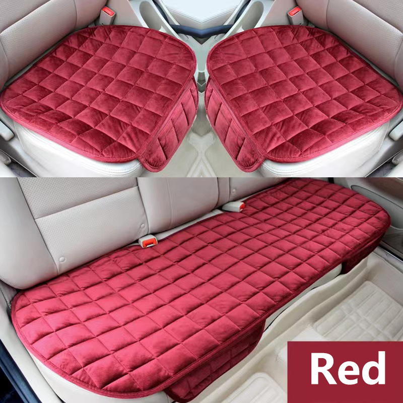 Car seat cushion, winter plush anti-slip three-piece set, two front seats + rear seat without backrest, small three-piece set, manufacturer wholesale