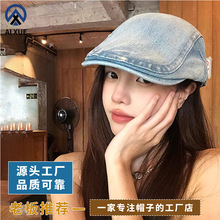 跨境2026新品牛仔前进帽夏秋大头围贝雷帽复古工厂定制女帽子批发