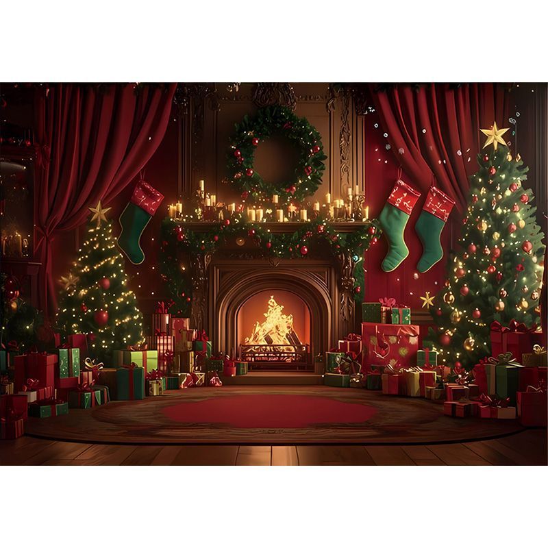 2025国境を越えたアマゾンのギフトボックスクリスマスのドアの幅の背景の布の丸い写真の道具のパーティーの装飾の旗|undefined