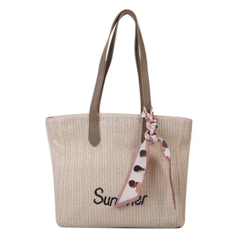 Gran capacidad tejida moda carta bufanda bordada bolso 2023 primavera y verano nuevo hombro de las axilas