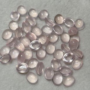 Wholesale natural powder crystal oval egg surface bare stone ring surface crystal clean powder crystal denier semi-finished products
