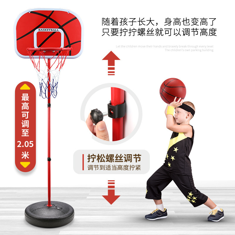 Soporte de baloncesto para niños que se puede levantar, canasta de estación doméstica, soporte de baloncesto de tiro para bebés móvil interior de jardín de infantes