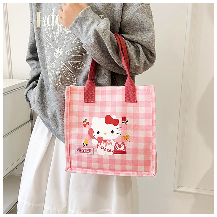 Cute cartoon cat canvas bag 2025 new style large-capacity simple and convenient tote bag with fashionable printing undefined