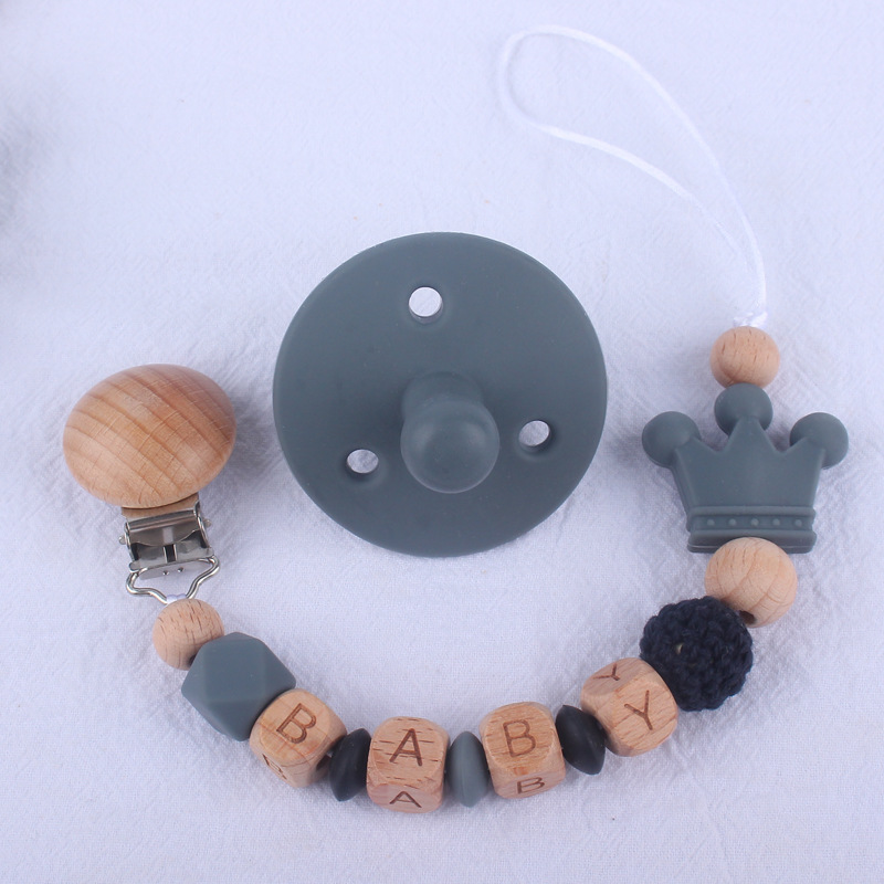 Nuevo bebé chupete pezón de silicona bebé creativo DIY mordedura molar Cadena de pezón cadena anti-caída conjunto de dos piezas