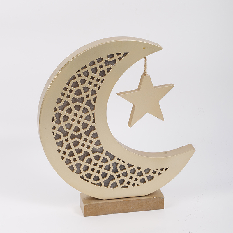 Candeeiro decorativo em madeira lua e estrela para presentes_voghion.com