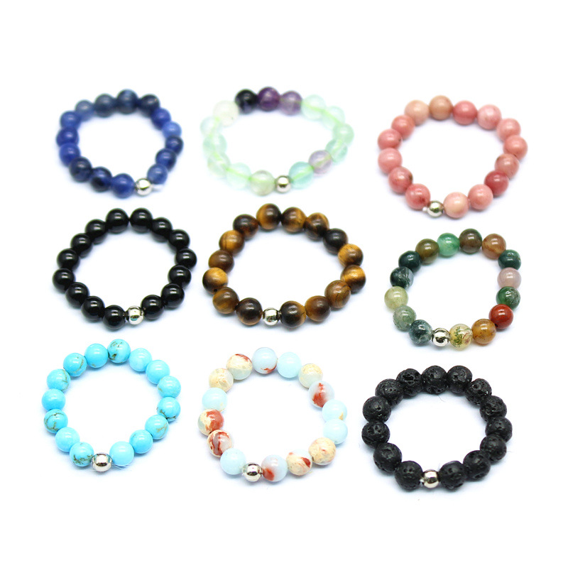 8g Weight Simple Style Color Block Stone Beaded Natural Stone Agate Natural Stone Rings In Bulk