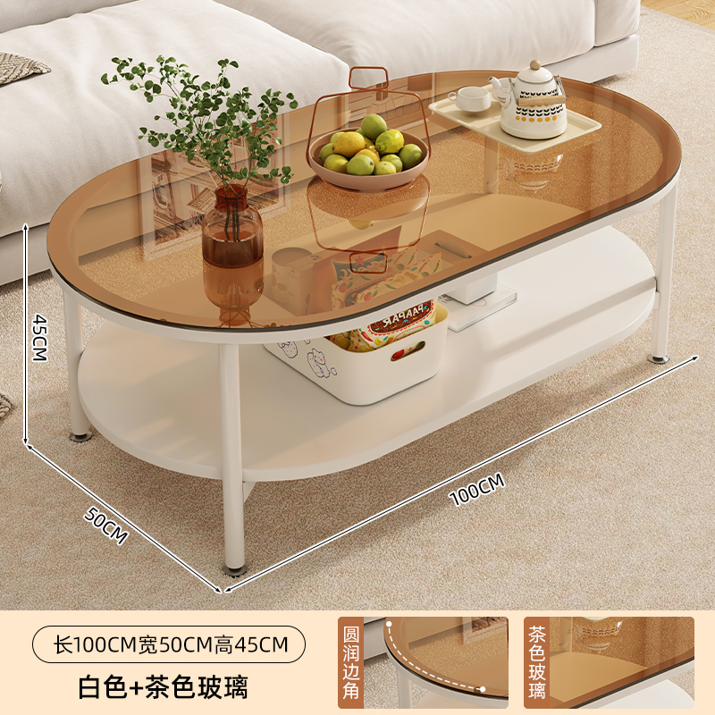Mesa de té de vidrio temperado sala de estar doméstica tabla de casa pequeña 2025 nuevo estilo de aire crema de alta calidad sofá mesa de té