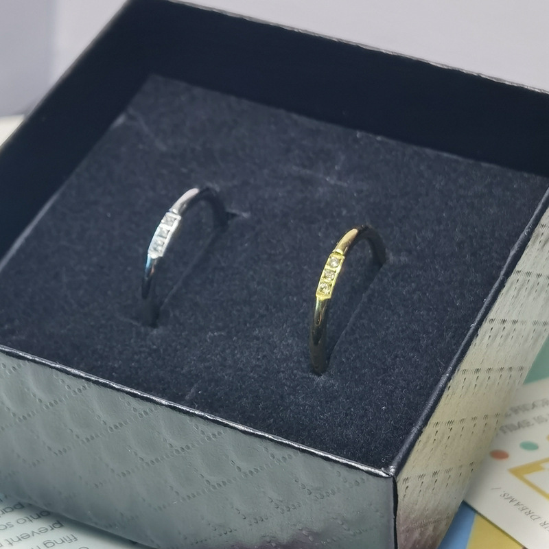 Geometric Pattern Lady Simple Style Geometric Titanium Steel Inlay Zircon Rings