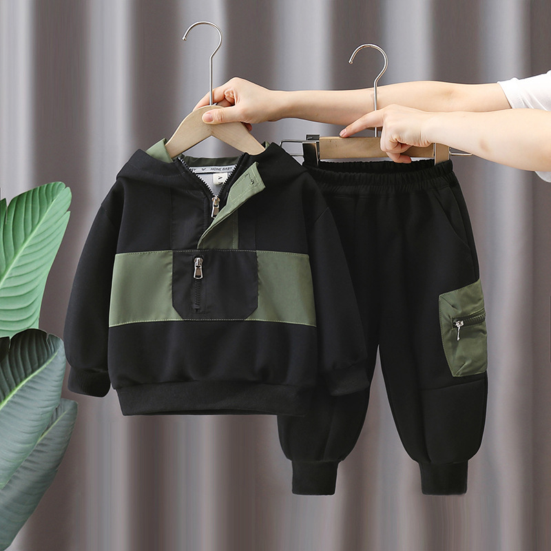 6079 traje de suéter para niños ropa de primavera y otoño con capucha 2024 nueva ropa para niños ropa casual de otoño para niños guapos