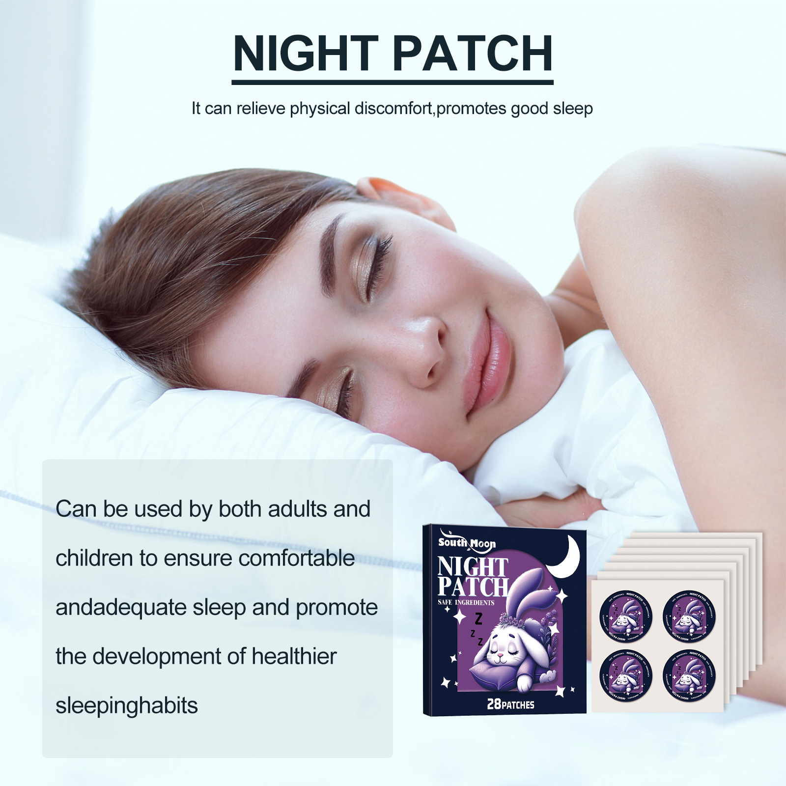 South Moon Plant Cartoon Sleeping Patch Sleep Care Relieves Muscle Tension and Physical and Mental Stress Care Patch_voghion.com