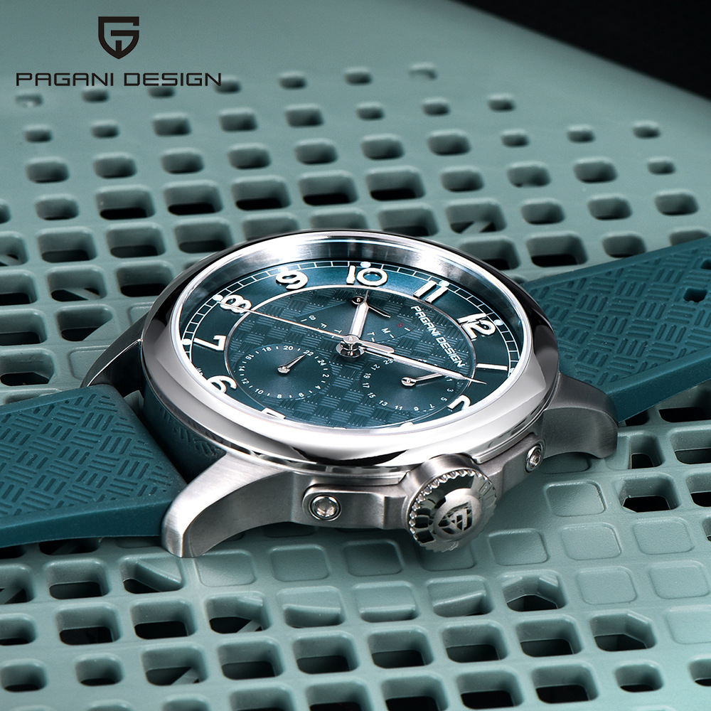 PAGANI-PD1780 reloj de hombre multifuncional reloj de cuarzo calendario semana impermeable nocturna reloj de cinta adhesiva de acero
