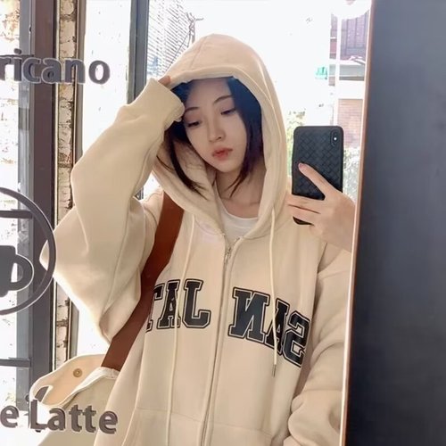 Vintage Retro National Trend Plush Hooded Sweatshirt for Women, Loose and Lazy Style, Couple Matching Open Cardigan