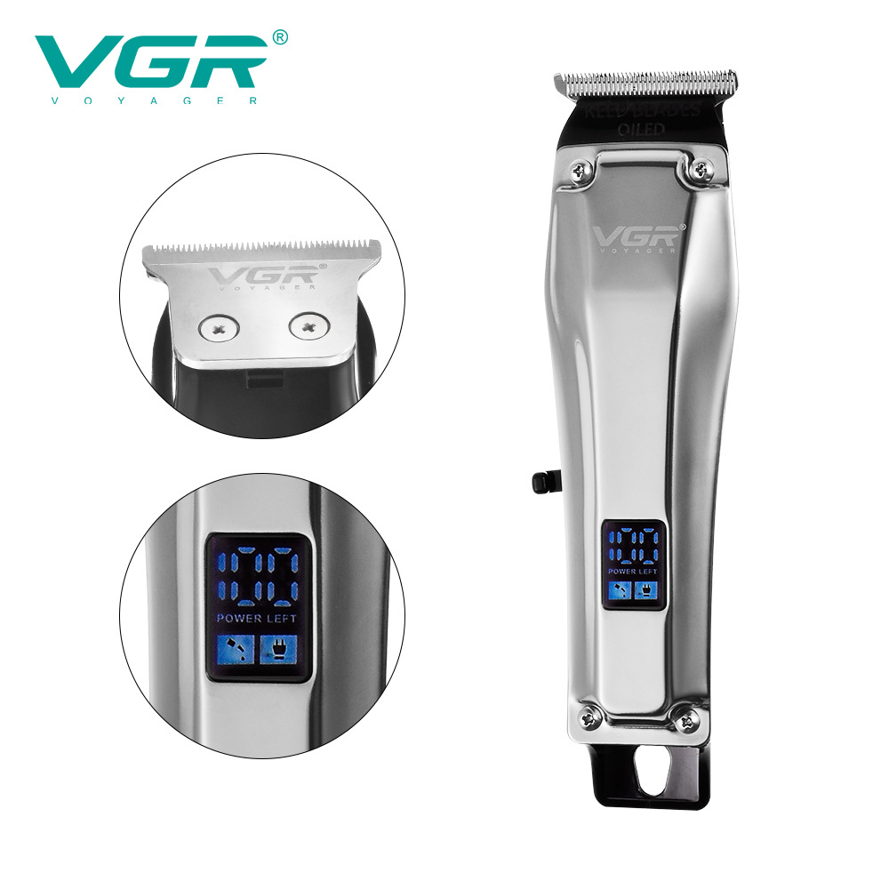 Retro Pompadour Hair Clipper Metal LCD Digital Display USB Rechargeable for Salon And Home Use_voghion.com
