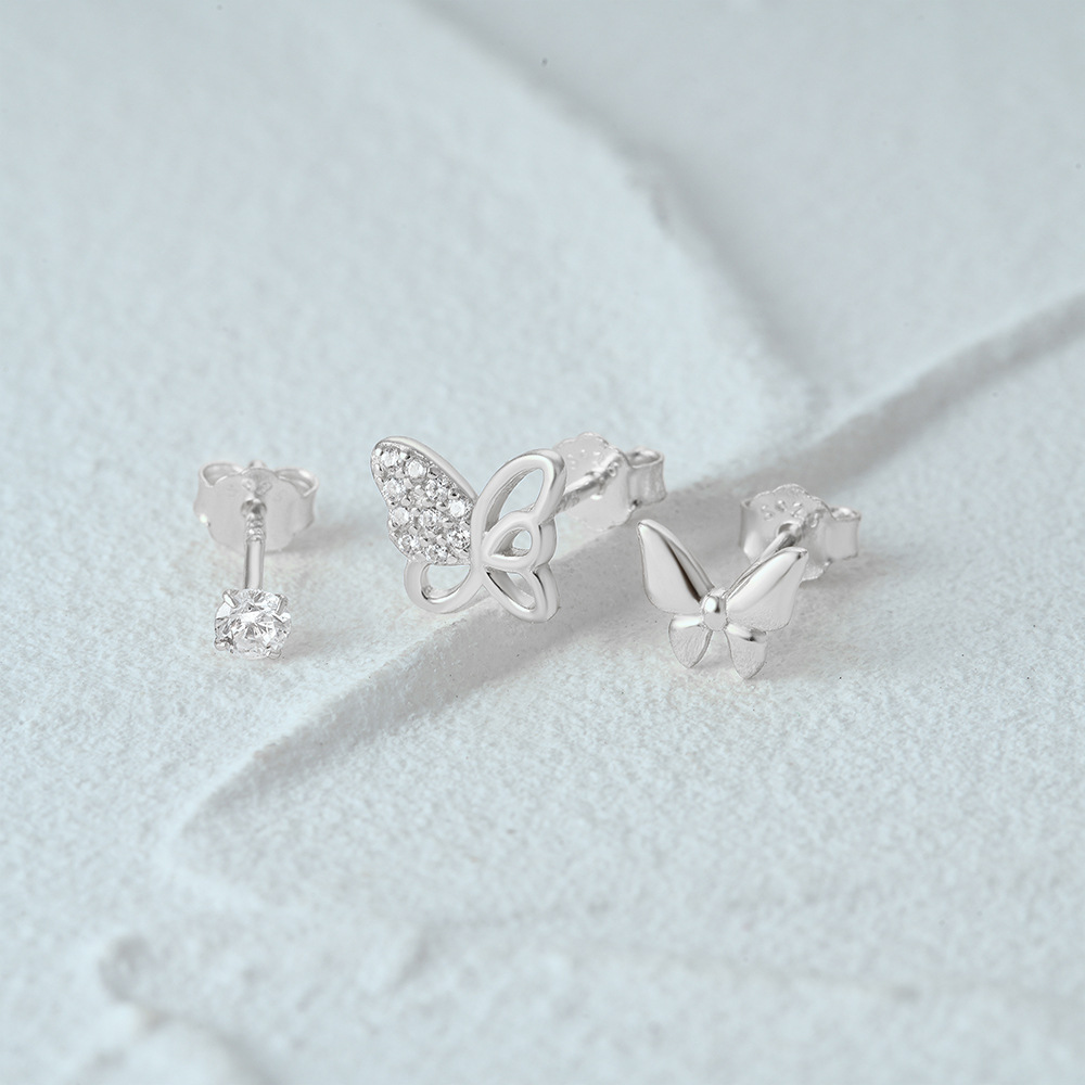 1 Set Simple Style Star Butterfly Plating Sterling Silver Ear Studs display picture 88