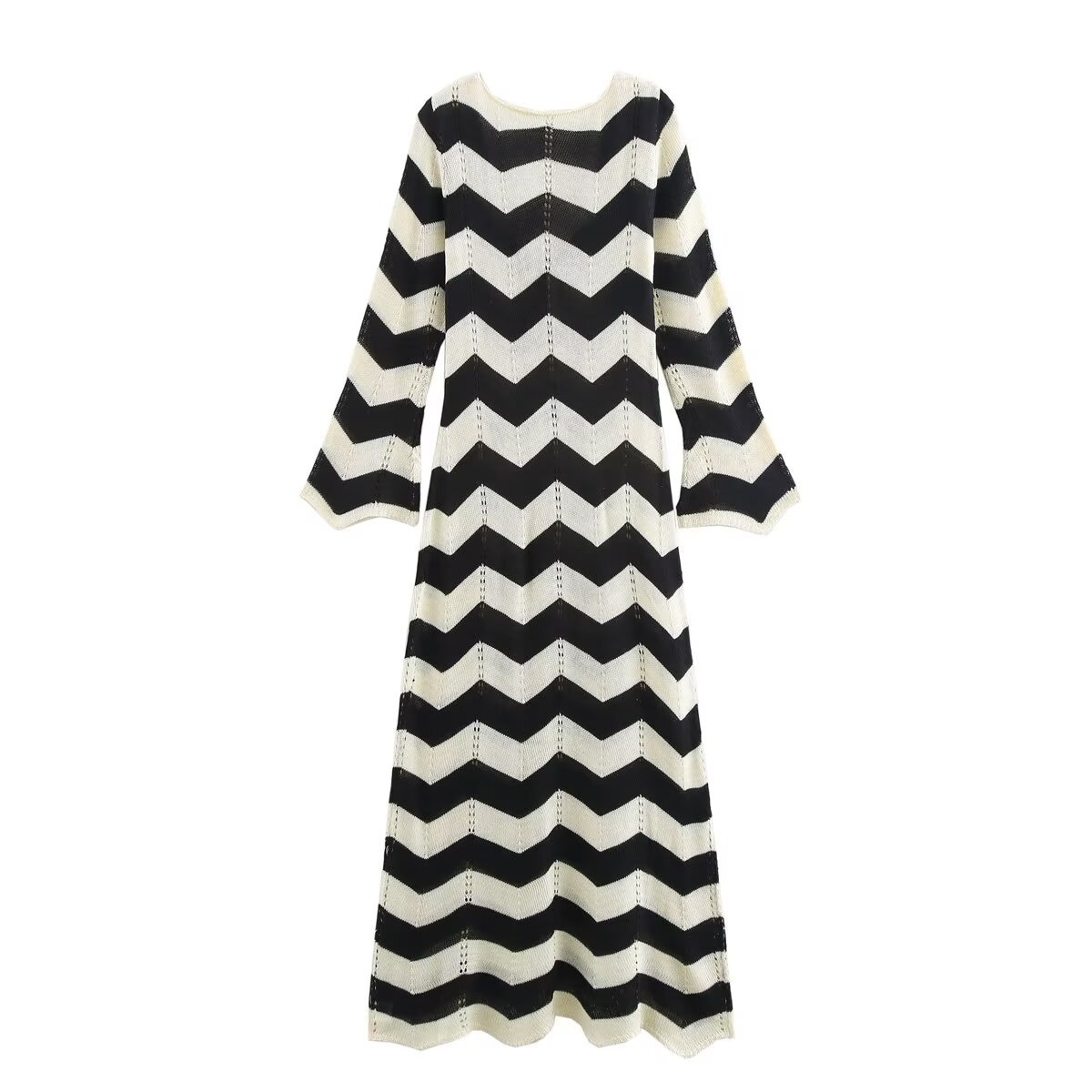 Women's clothing 2024 autumn and winter new fashion temperament wavy lace up long skirt_voghion.com