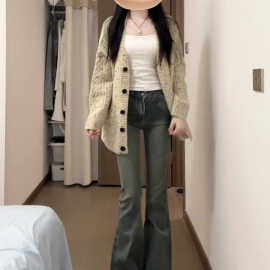 韩系早秋穿搭毛衣外套女2025秋冬新款宽松显瘦针织开衫外搭上衣