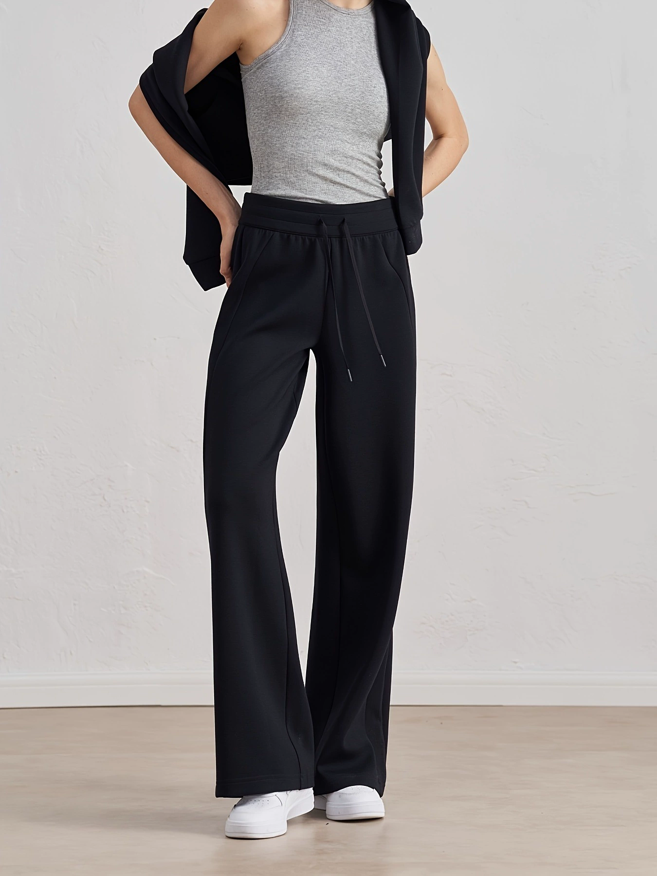 1 Pair Women'S High Waisted Joggers Drawstring Straight Leg