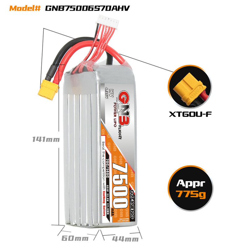 Gnb High Energy 7500Mah 6S 22.8V 70C Lihvrc Model Fixed Wing Ship Model Power Lithium Battery Gnb High Energy 7500Mah 6S 22.8V 70C Lihvrc Model Fixed Wing Ship Model Power Lithium Battery