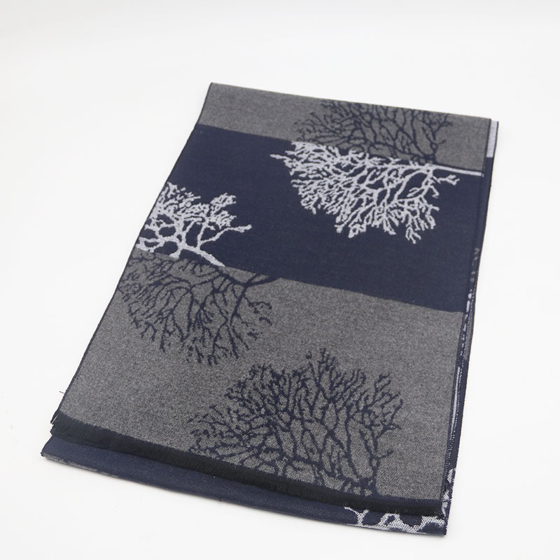 Cachecol de jacquard xadrez com franjas para homem_voghion.com
