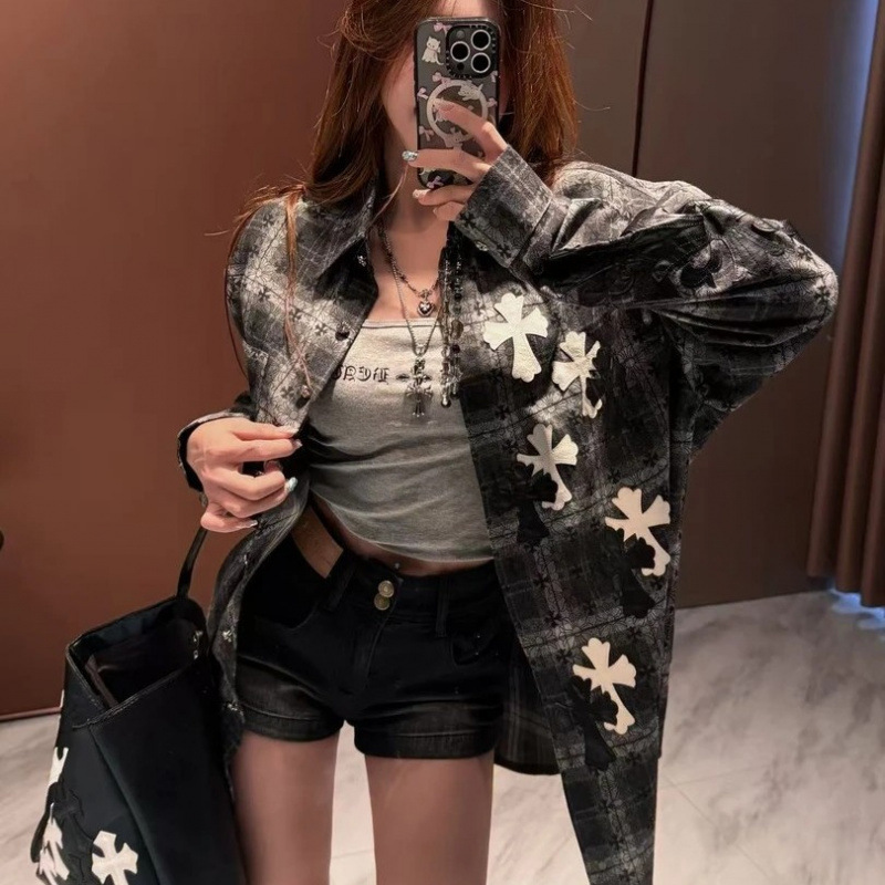 2025 Double-Layer Double Yarn Breathable Leather Label Embroidered Plaid Shirt Loose and Versatile Casual Men and Women 2025 Double-Layer Double Yarn Breathable Leather Label Embroidered Plaid Shirt Loose and Versatile Casual Men and Women