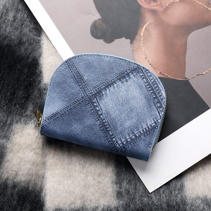 Comercio exterior transfronterizo para mujer, funda para tarjeta, funda para tarjeta, verano 2024, nueva moda, bolso de mano azul de mezclilla, funda para tarjeta