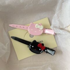 可爱奶油粉色猫咪长条发夹日系甜美碎发少女侧边刘海发卡发饰批发