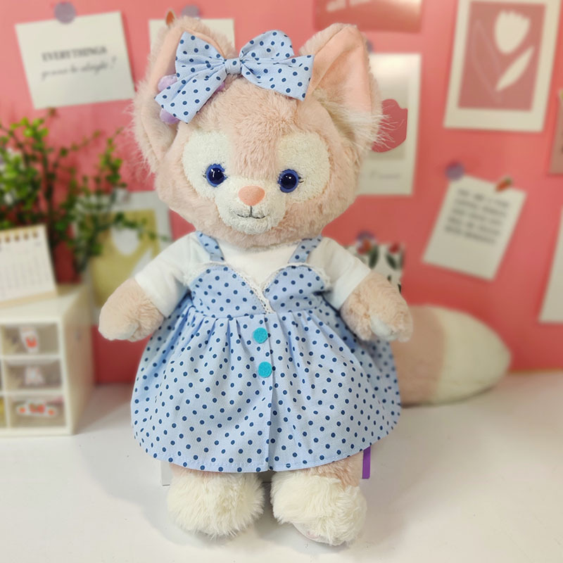 상큼한 블루 폴카 도트 서스펜더 스커트