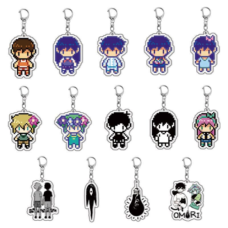 Anime Omori Merchandise Pixel-Style Aubrey and Kailie Heroes Bethel and Mary Two-Dimensional Acrylic Keychain