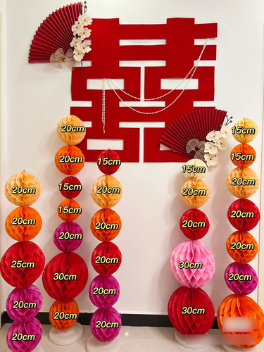 Internet celebrity wedding room layout honeycomb ball column Xiaohongshu same style wedding bedroom new house decoration set wedding supplies