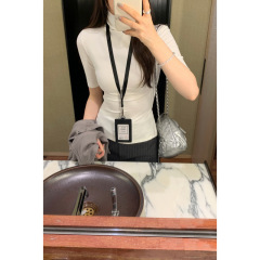 小个子巨好看的高领正肩T恤女2025新款修身显瘦不撞款中袖上衣