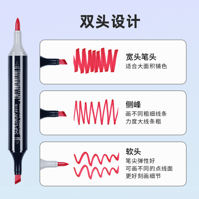 Xiupu Fule Kaler tres generaciones de rotuladores de cabeza suave alcohol aceite arte suave prueba de arte especial pluma importada