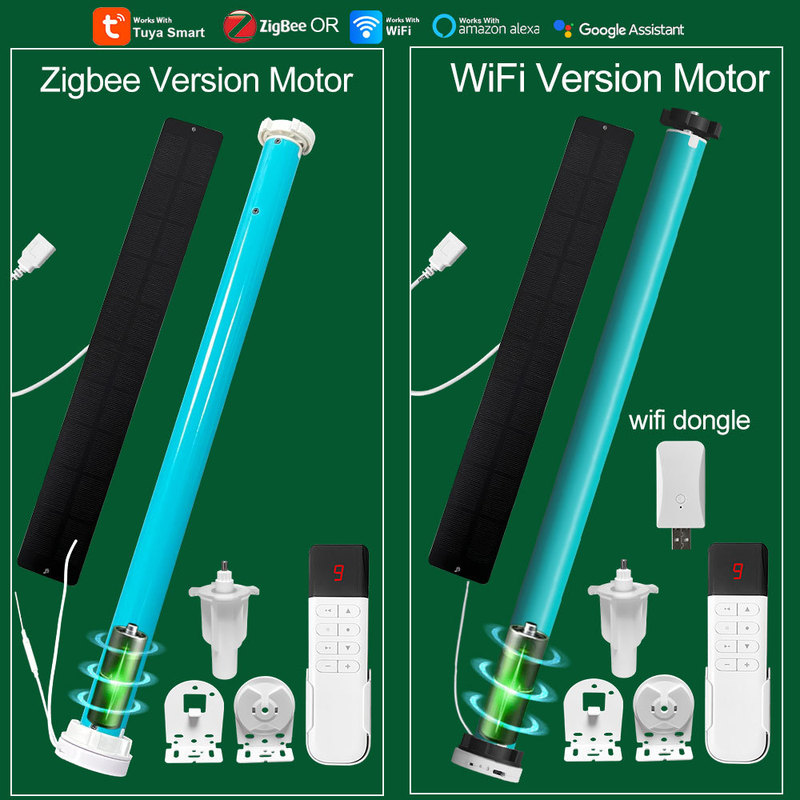 Graffiti WiFi or zigbee lithium battery smart roller shutter tubular electric curtain motor for 38MM aluminum tube