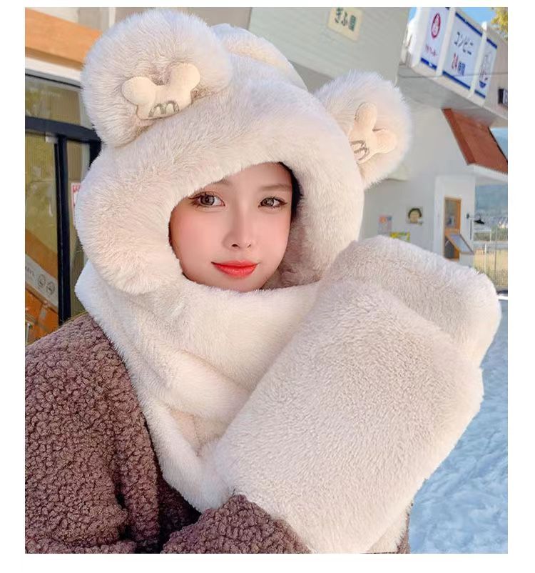 Imitation Seto Fur Material Women's Cute Sweet Solid Color Floppy Hat