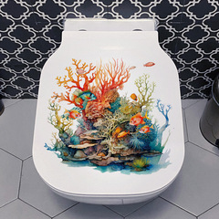 跨境CH33101珊瑚魚群自粘貼紙衛生間浴室美化裝飾馬桶蓋貼