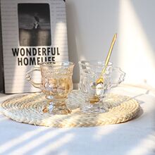 复古轻奢高颜值欧式玻璃杯家用琥珀色玻璃杯小酒杯浮雕玻璃杯