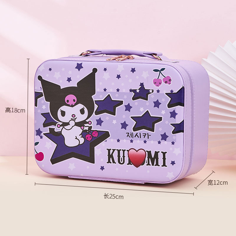 Estuche de cosméticos portátil Sanrio, estuche de cosméticos de gran capacidad, estuche de cosméticos portátil con dibujos animados de Kuromi