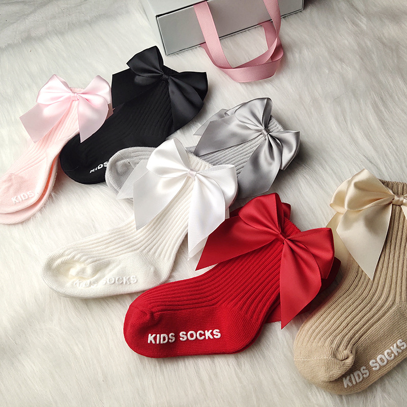 ins children's big bow in tube socks aut...