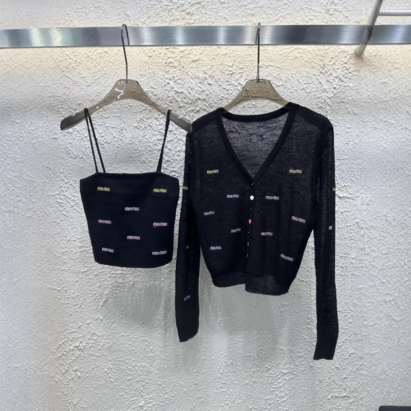 mm Home 25ss 春夏新作 刺繍レターサスペンダー+日焼け止めカーディガン 2点セット|undefined