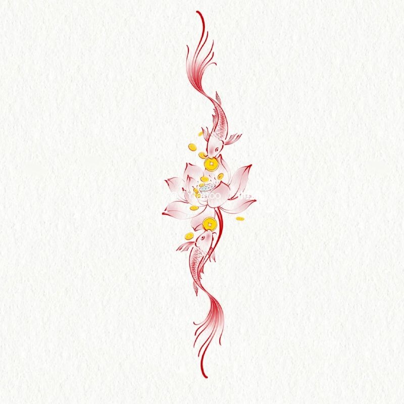 Double Fish Fortune Chinese Style High-Quality Lotus Tattoo Sticker Beautiful Realistic Fresh Style Waterproof Non-Reflective Arm Tattoo for Women Double Fish Fortune Chinese Style High-Quality Lotus Tattoo Sticker Beautiful Realistic Fresh Style Waterproof Non-Reflective Arm Tattoo for Women