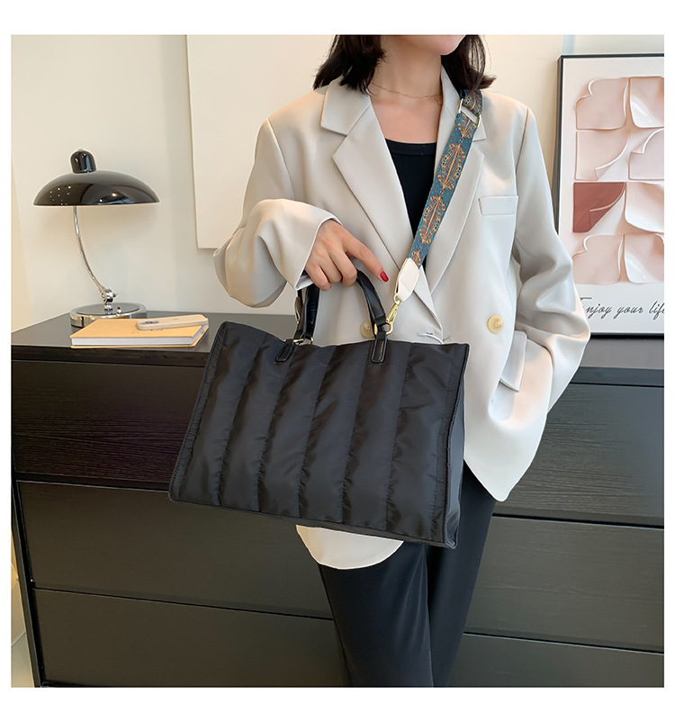 Zipper Closure Type Women's Medium Nylon Solid Color Streetwear Zipper Tote Bag