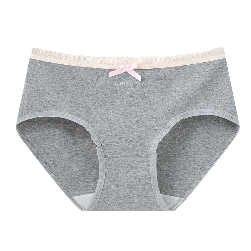 Linda bragas de algodón con lazo, encaje, encaje, niña, entrepierna antibacteriana de algodón de grado 9A, calzoncillos transpirables elásticos altos, mujeres