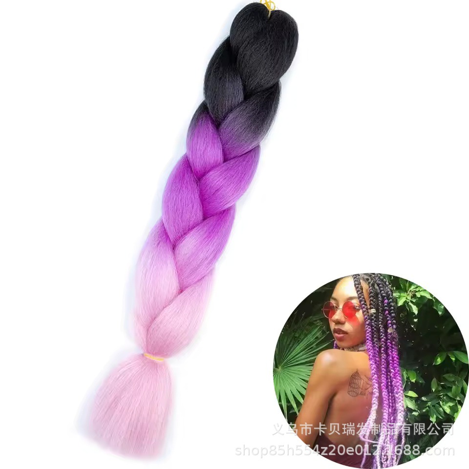 Xuchang pelucas al por mayor seda de alta temperatura teñido africano gran trenza jumbobraid fibra química colorida trenza sucia venta caliente