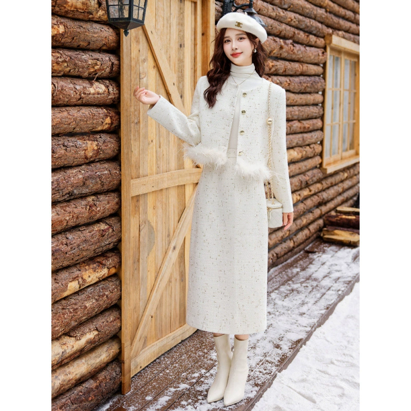 Осенний демисезонный комплект, куртка, юбка, стиль Chanel