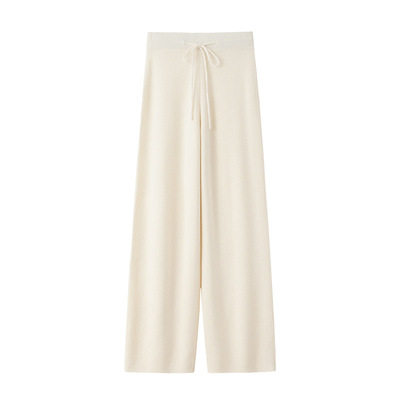 Pure Cashmere Wide leg pants Middle-waisted Drape Show thin leisure time Straight Wool pants knitting Mopping the floor Exorcism keep warm Panties