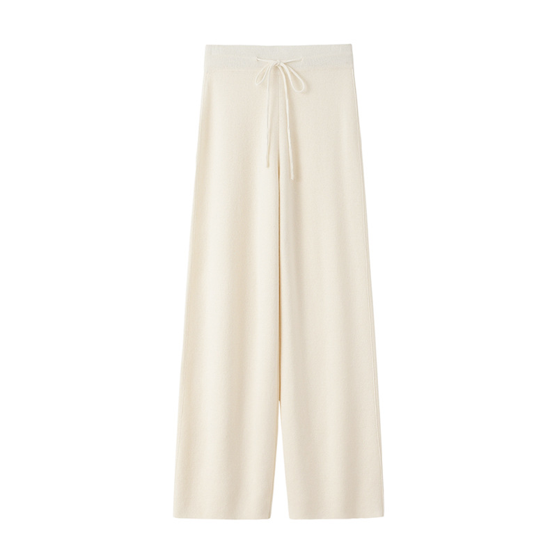 Pure Cashmere Wide leg pants Middle-waisted Drape Show thin leisure time Straight Wool pants knitting Mopping the floor Exorcism keep warm Panties